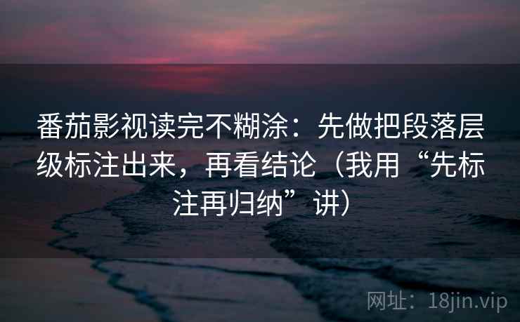 番茄影视读完不糊涂:先做把段落层级标注出来,再看结论(我用“先标注再归纳”讲)
